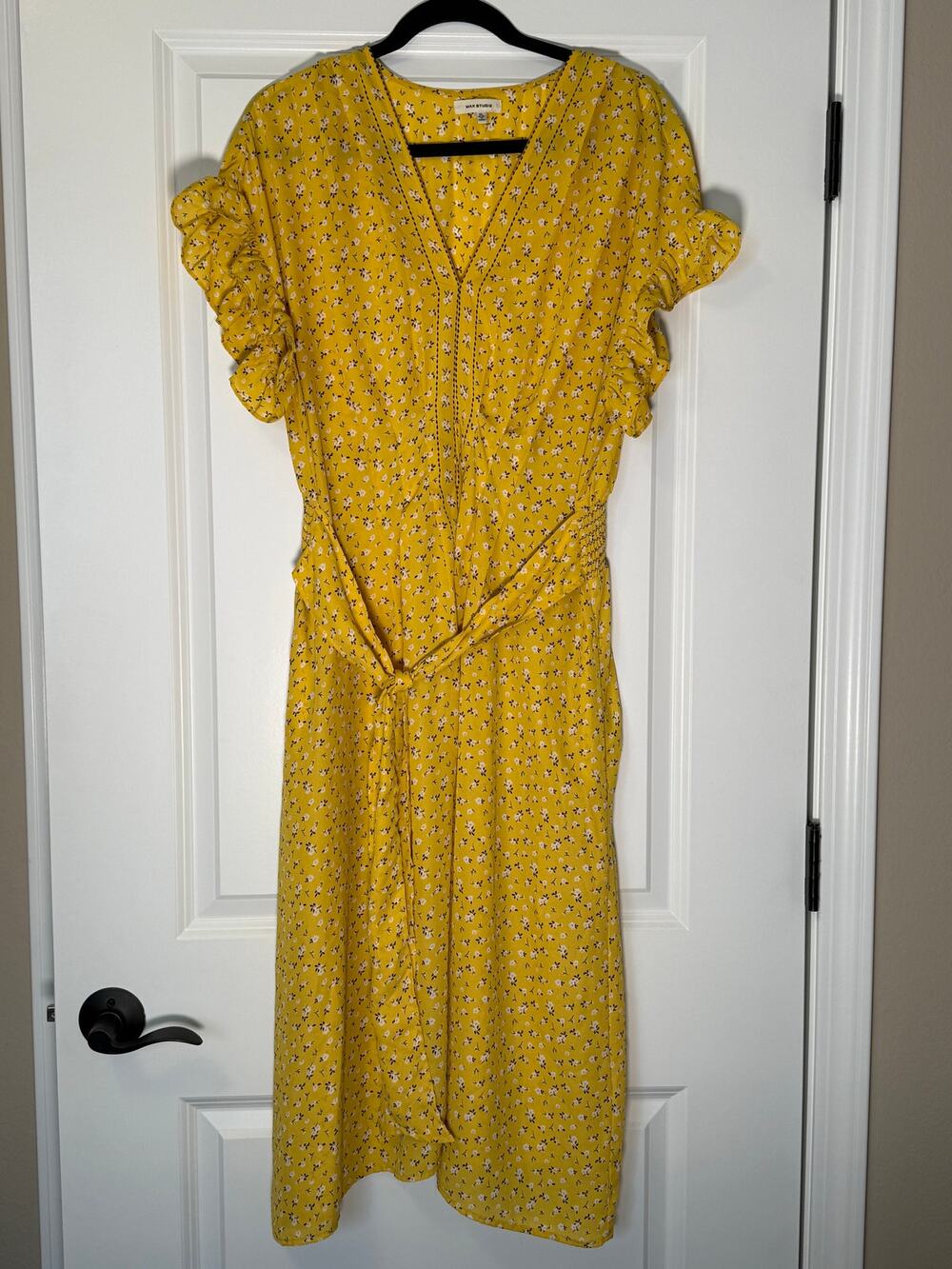 Max Studio Yellow Belted Floral Dress
